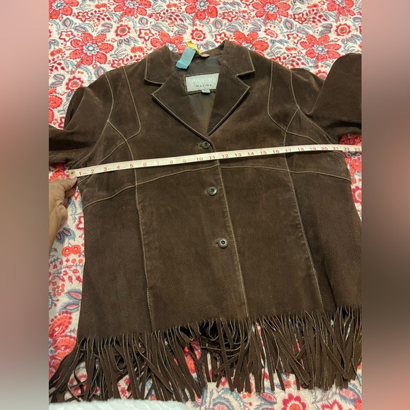 Vintage Chocolate Brown Suede Fringe Jacket - Picture 6 of 6